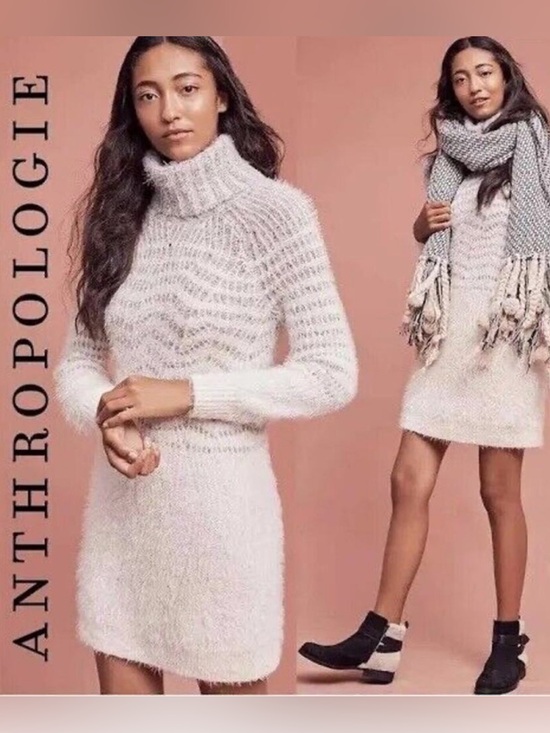 Anthropologie Dresses & Skirts - Anthropologie Sleeping On Snow I Shelby Eyelash Wool Alpaca Mix Sweater Dress